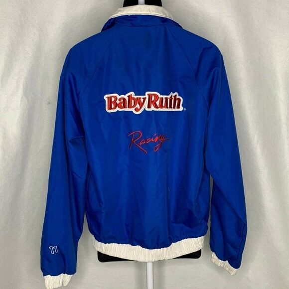 Vintage 80s Baby Ruth Racing Jacket L Blue Labonte - Picture 7 of 8